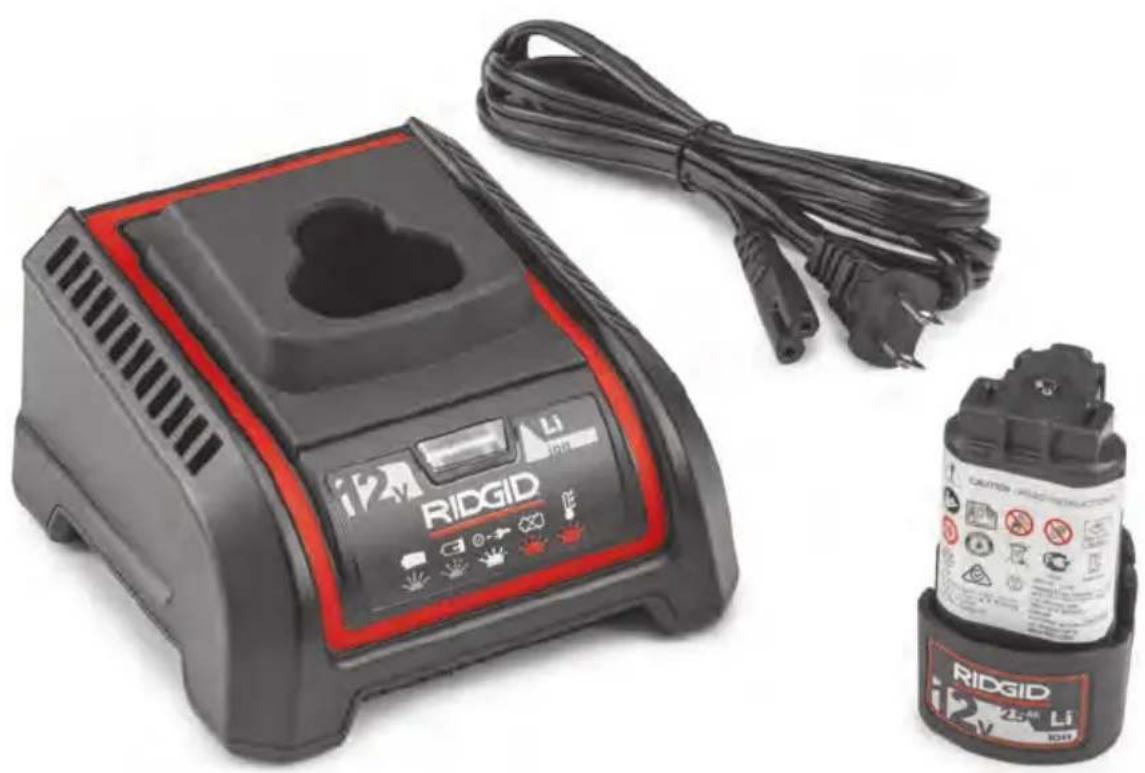 RIDGID RBC121R - RBC-121R Battery Charger and RB-1225R Batteries - 1