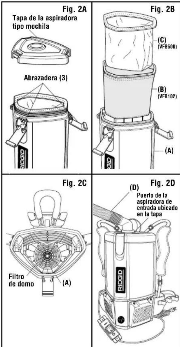 RIDGID VFB102 - INICIO RAPIDO (Figs. 2A, 2B, 2C y 2D) - 1