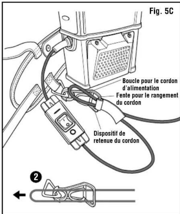 RIDGID VFB102 - Installation du CORDON d'alimentation dans le dispositif de retenue du CORDON (suite) - 1