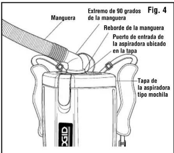 RIDGID VFB102 - INSTALACION Y DESINSTITUACION DE LA MANGUERA DE ASPIRACION (Fig. 4) - 1