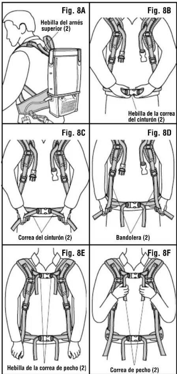 RIDGID VFB600 - CÓMO PONERSE LA ASPIRADORA TIPO MOCHILA (Figs. 8A, 8B, 8C, 8D, 8E, y 8F) - 1
