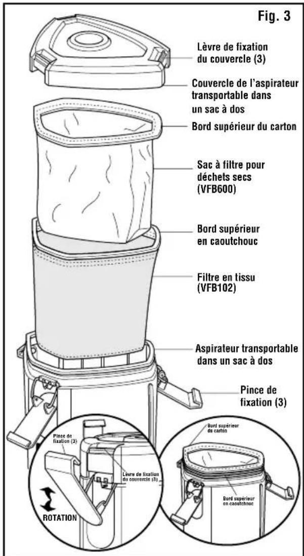 RIDGID VFB600 - Installation des filtres (fig. 3) - 1