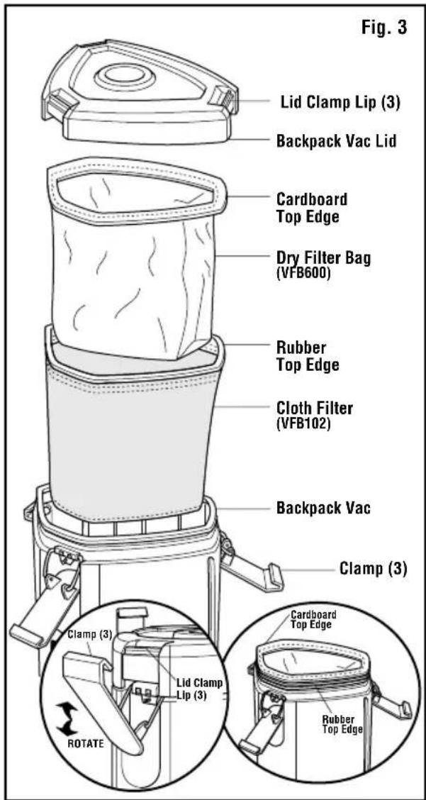 RIDGID VFB600 - INSTALLATION OF FILTERS (Fig. 3) - 1