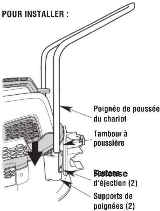 RIDGID RT1400 - Installation/retrait de la poignée de poussée du chariot - 1