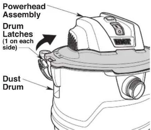 RIDGID RT1400 - Attaching/Removing Powerhead Assembly to Dust Drum - 2