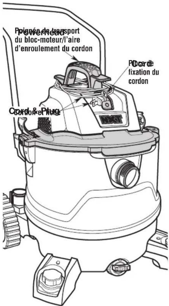 RIDGID RT1400 - Rangement du cordon d'alimentation - 1