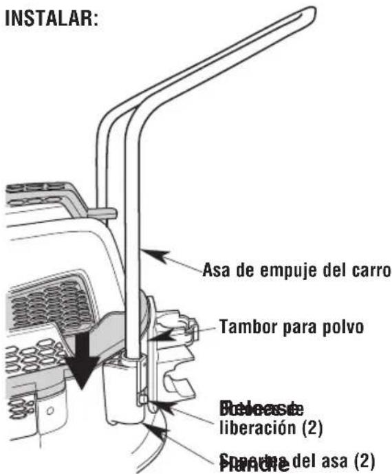 RIDGID RT1400 - Instalación/remoción del asa de empuje del carro - 1