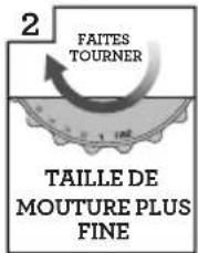 2 FAITES TOURNER TAILLE DE MOUTURE PLUS FINE