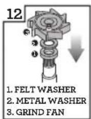 12 FELT WASHER METAL WASHER GRIND FAN