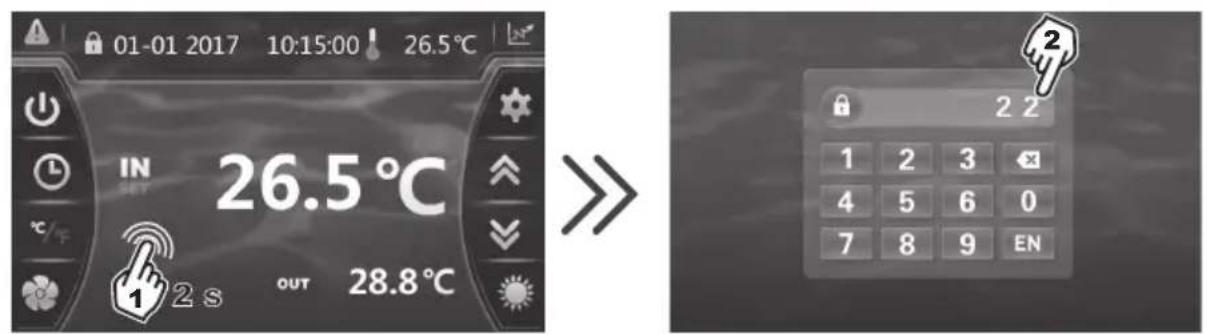 HAYWARD EnergyLine Pro Fi Heat - Blocco e sblocco del touch screen - 3