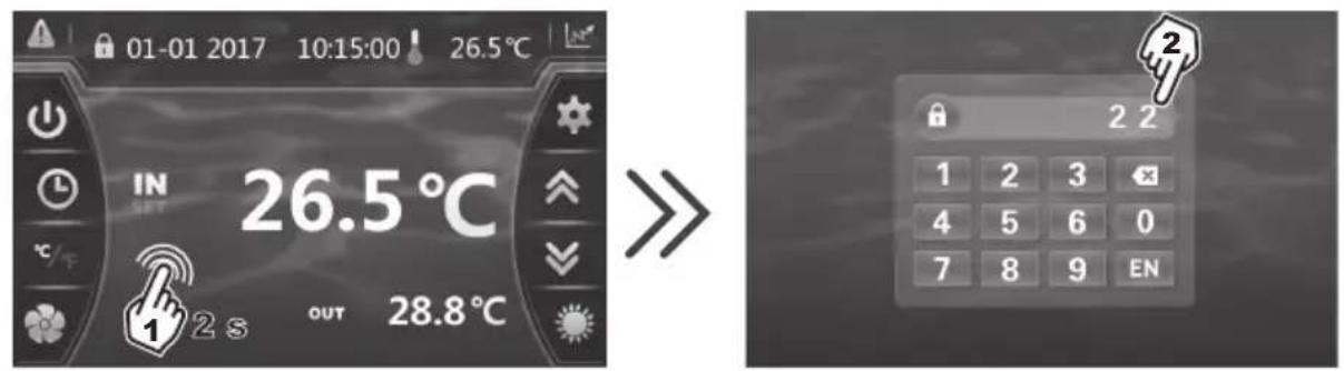 HAYWARD EnergyLine Pro Fi Heat - Locking and unlocking the touch screen - 2