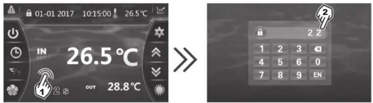 HAYWARD EnergyLine Pro Fi Heat - Het touchscreen vergrendelen en ontgrendelen. - 2