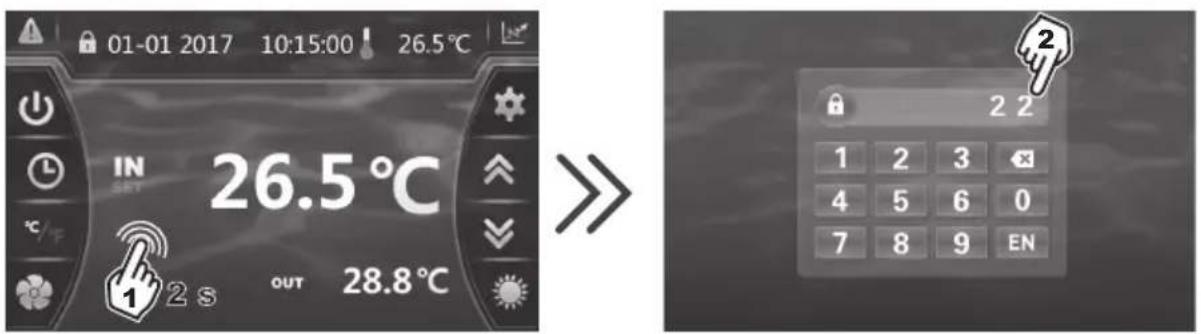 HAYWARD EnergyLine Pro Fi Heat - Apertura y bloqueo automático de la pantalla táctil - 2