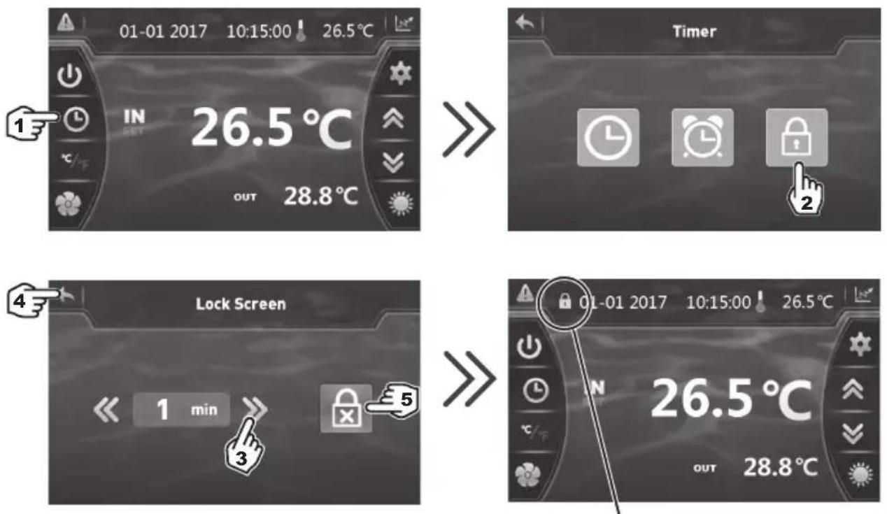 HAYWARD EnergyLine Pro Fi Heat - Блокировка и разблокировка тактильного экрана - 1