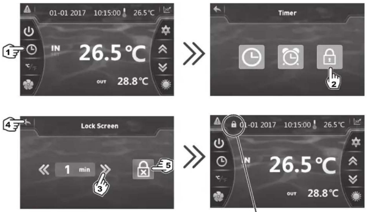 HAYWARD EnergyLine Pro Fi Heat - Bloqueio e libertação do ecrã táctil - 1