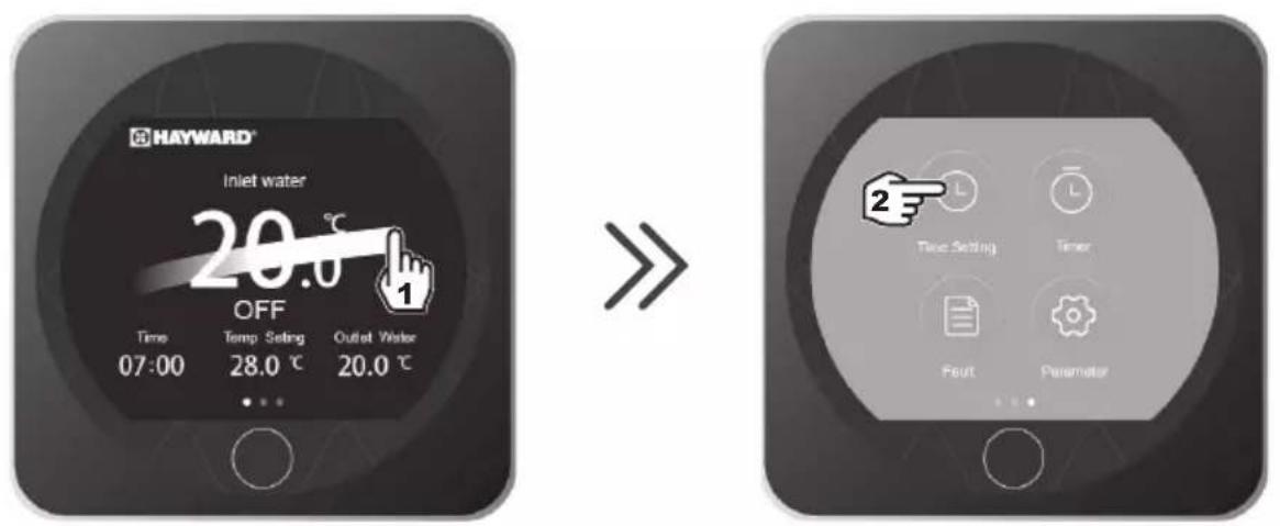 HAYWARD KPAC - Justering av dato og klokkeslett - 1