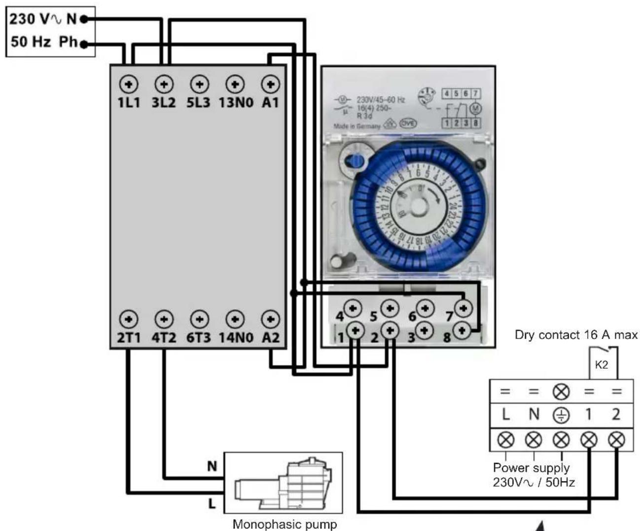 HAYWARD KPAC - Heating priority wiring for monophasic pump - 1