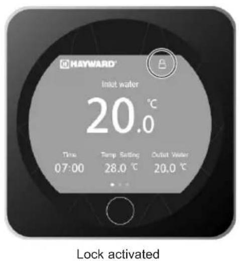 HAYWARD KPAC - Locking and unlocking the touch screen - 3