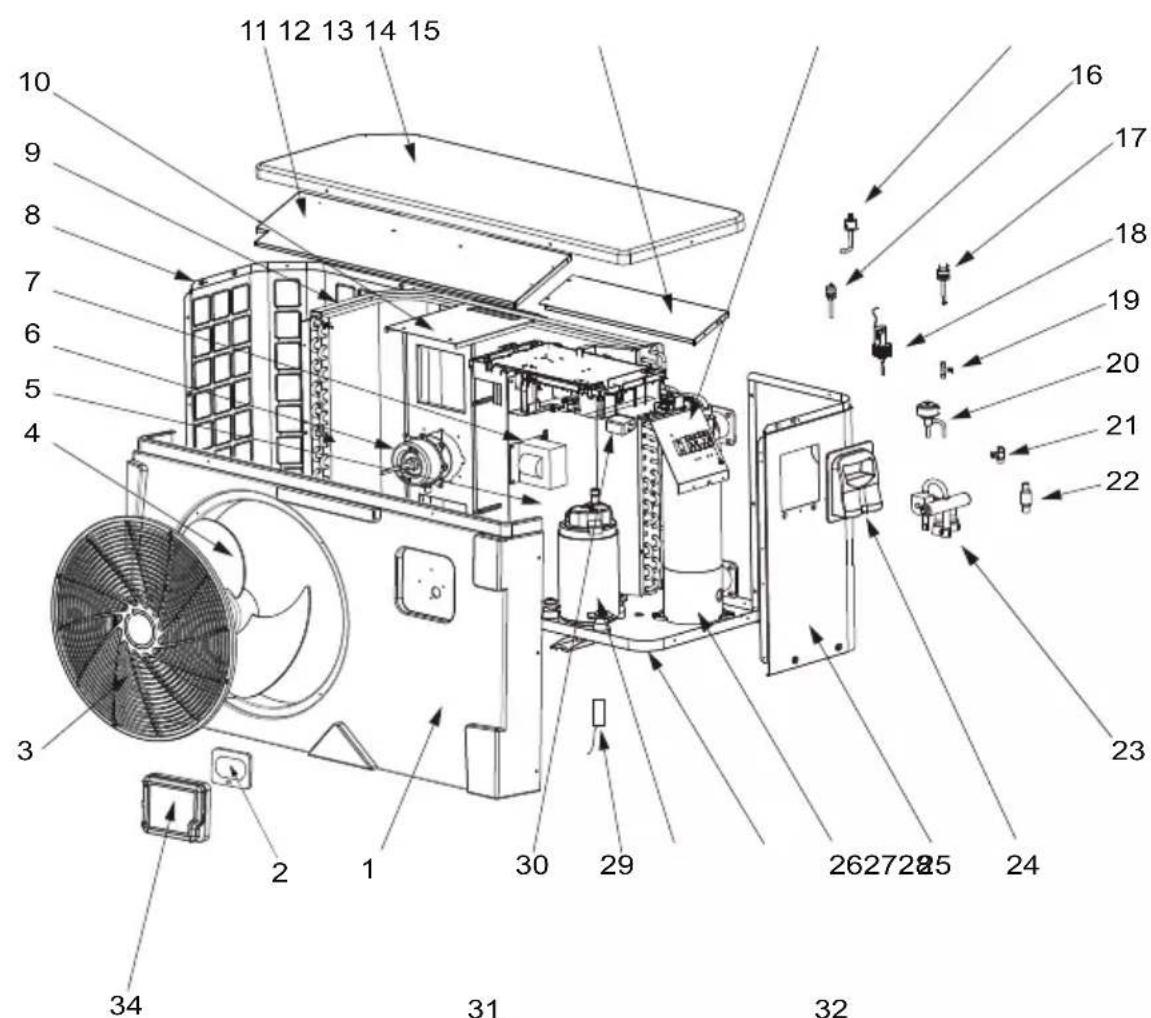 HAYWARD KPAC - Explosionszeichnungen und Einzelteile HP5091DT3HA / HP5111DT3HA / HP5151DT3HA / HP5181DT3HA - 1