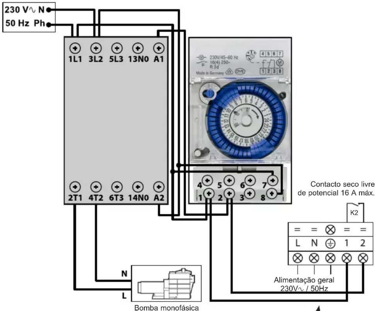 HAYWARD KPAC - Ligações prioridade aquecimento bomba monofásica - 1