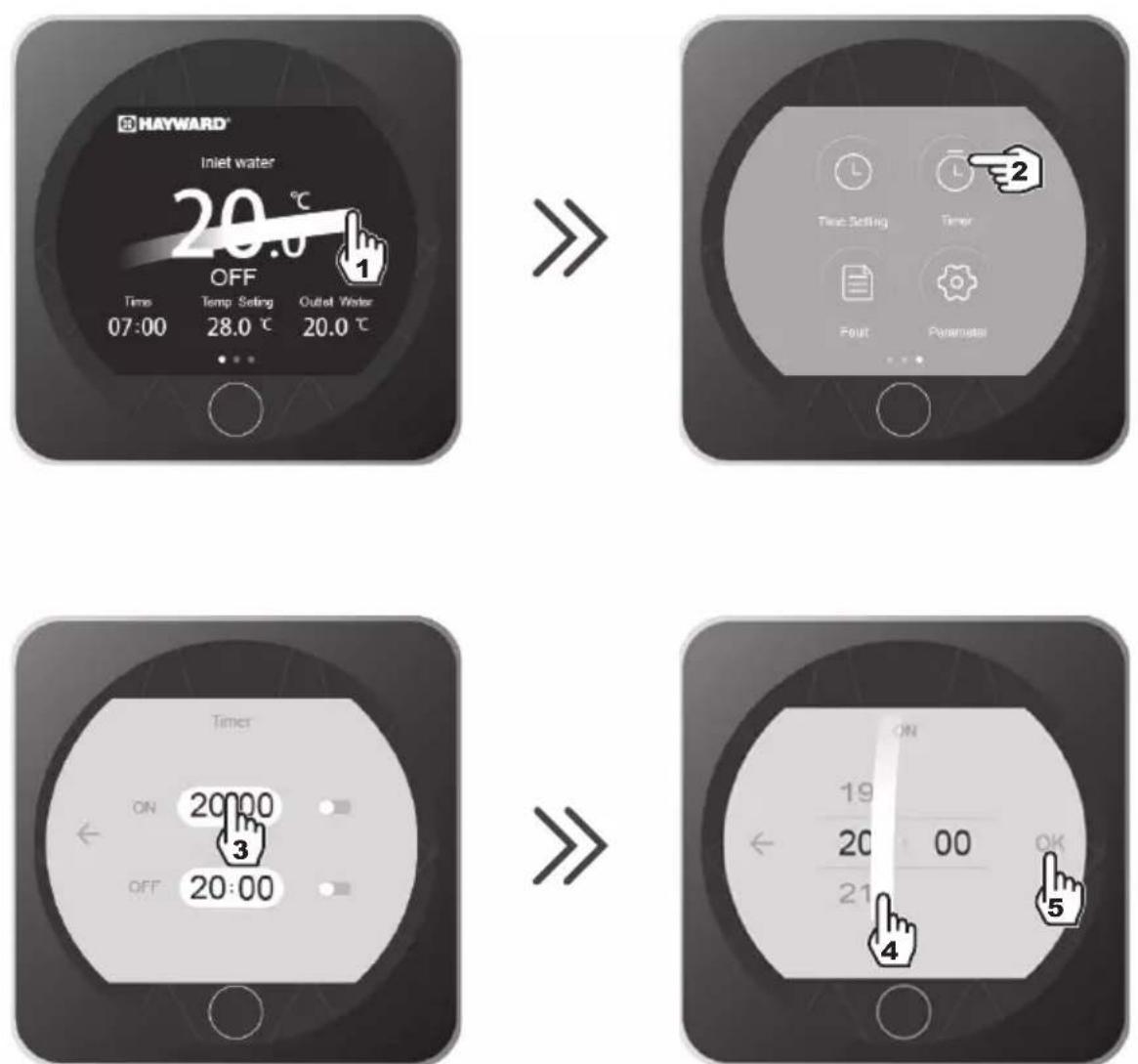 HAYWARD KPAC - Innstilling av Timer Start/Stans - 1