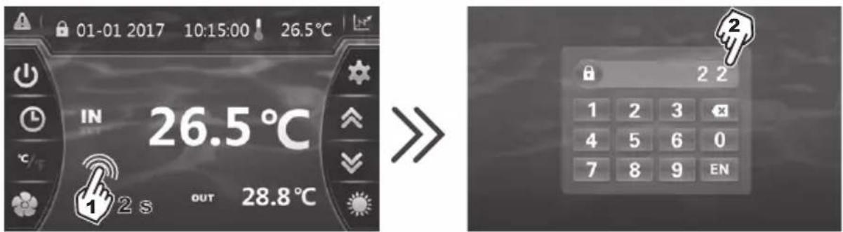 HAYWARD SumHeat Fi - Het touchscreen vergrendelen en ontgrendelen. - 2