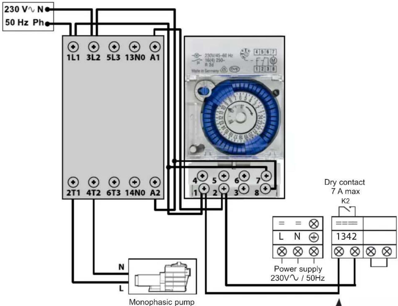 HAYWARD SumHeat Fi - Heating priority wiring for monophasic pump - 2