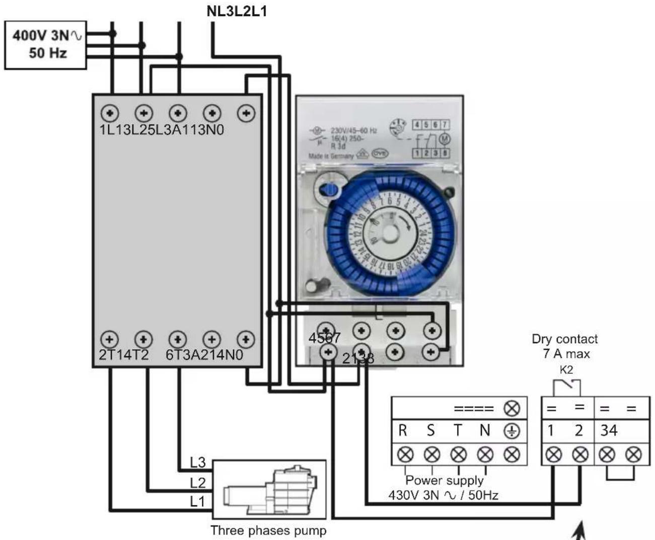 HAYWARD SumHeat Fi - Heating priority wiring for three phases pump - 2
