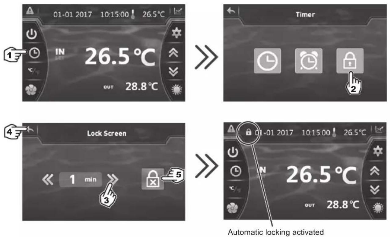 HAYWARD SumHeat Fi - Locking and unlocking the touch screen - 1
