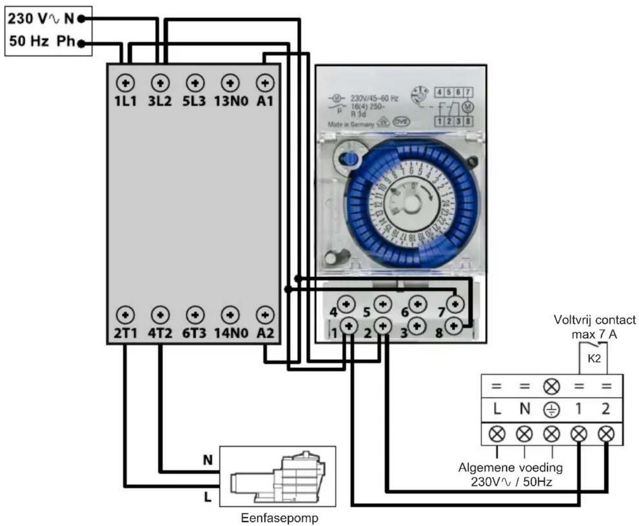 HAYWARD S.Line Pro Fi - Aansluitingen prioriteit verwarming eenfasepomp - 1