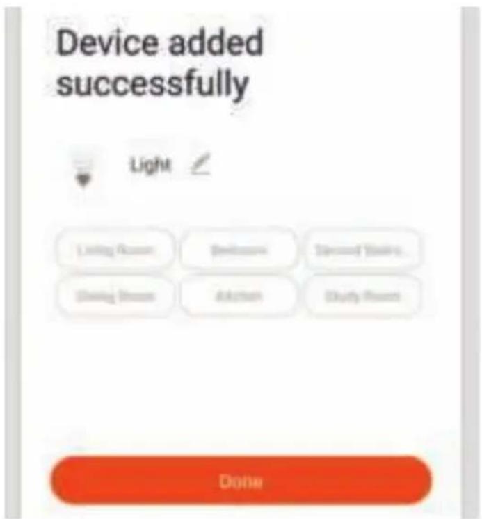 Device added successfully Light Living Room Welcome Standard Steps... Sharing Dress Add-on Study Room Done