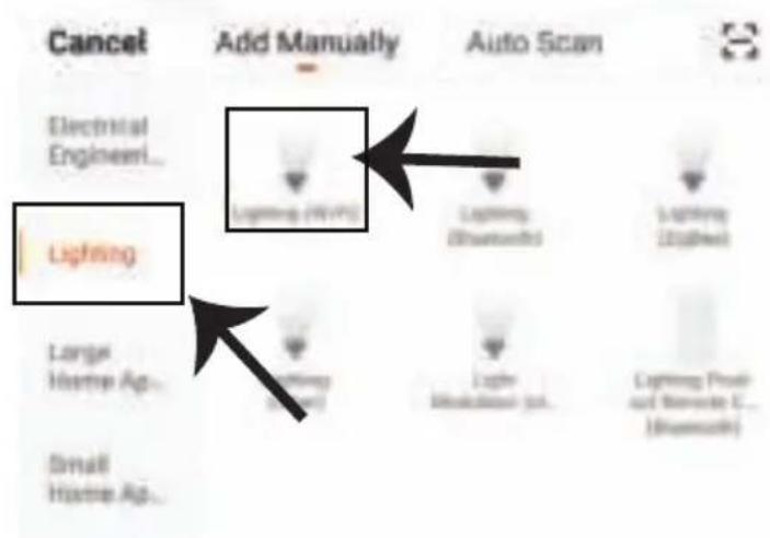 Cancel Electrical Engineer... Lighting Add Manually Lighting (HVPS) Lighting (Bluetooth) Lighting (Highest) Large Home Ap... Lighting (Optical) Lighting (Maximilian Opt) Lighting Proch and Remote E... (Bluetooth)
