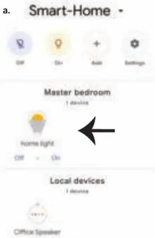 a. Smart-Home Master bedroom 1 device Home light Off - On Local devices 1 device Office Speaker