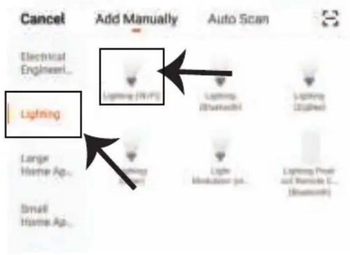 Cancel Electrical Engineer... Lighting Large Home Ap... Small Home Ap... Add Manually Lighting (W/FC) Lighting (Bluetooth) Lighting (Digital) Lighting (Power and Remote E... (Multaneous)