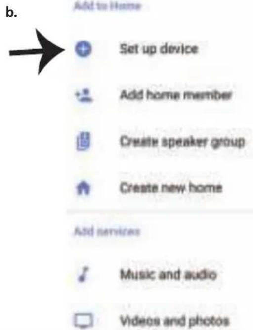 Add to Home Set up device Add home member Create speaker group Create new home Add services Music and audio Videos and photos