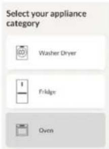 Select your appliance category Washer Dryer Fridge Oven