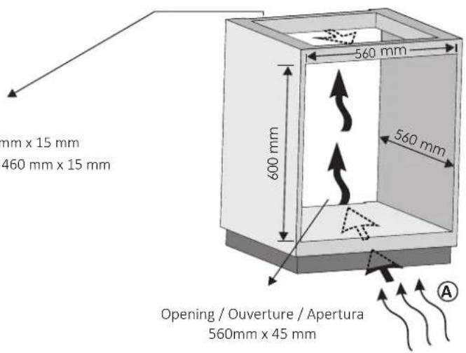mm x 15 mm 460 mm x 15 mm 600 mm 560 mm 560 mm Opening / Ouverture / Apertura 560mm x 45 mm