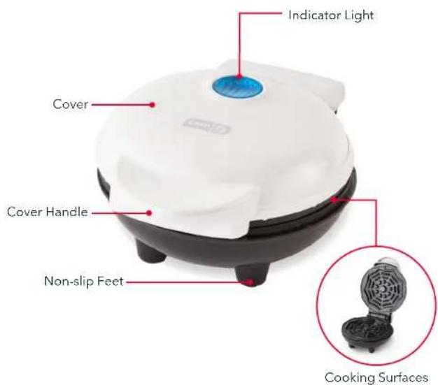 Dash Spider Web Mini DMWW001SW - USING YOUR MINI WAFFLE MAKER - 1