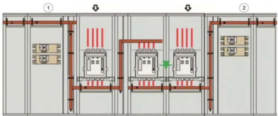 HAGER FN207E - Appareils d'arrivée principaux multiples >630 a et alimentation de secours par ACB sur 2 jours de barres - 2