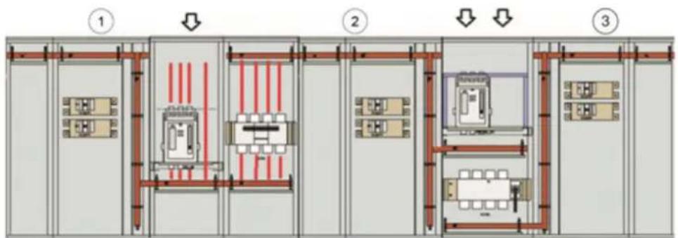 HAGER FN207E - Appareils d'arrivée principaux multiples >630a+ couplage ^+ inverseur de source (ATS) sur 3 peaux de barres - 1
