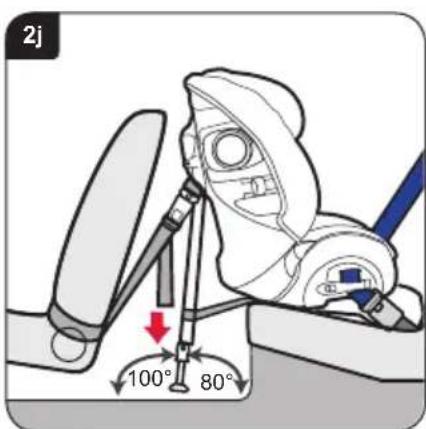 Britax-Römer MultiTech III - Instalación del asiento infantil (orientado hacerás) en un asiento trasero del automóvil - 10