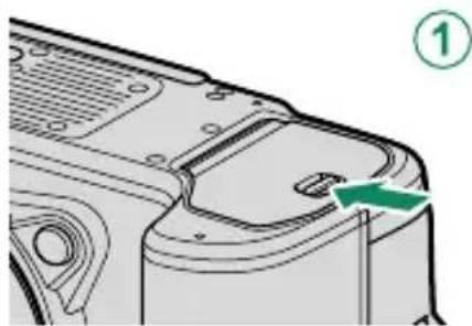 FUJIFILM GFX 50S II - Ouvrez le couvercle du compartment de la batterie. - 1