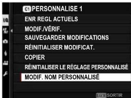 FUJIFILM GFX 50S II - Modificatondesnomsdesjeuxdereglagespersonnalisés - 2