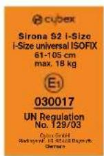 CYBEX Sirona S2 iSize - 認証 - 1