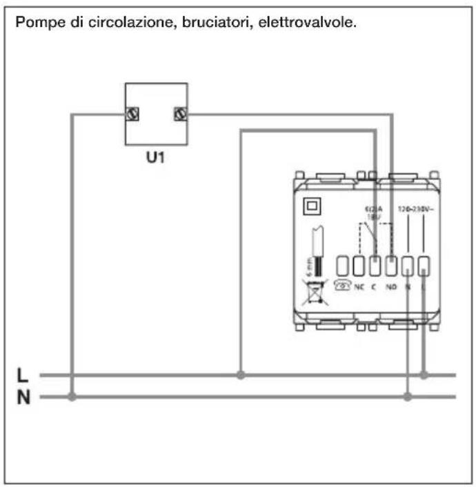 Pompe di circolazione, bruciatori, elettrovalvole. U1 60A 18V 120-238V~ NC C ND N L N