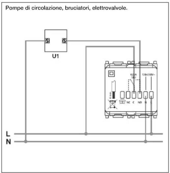 Pompe di circolazione, bruciatori, elettrovalvole. U1 62A 18V 120-235V~ NC C ND N L N