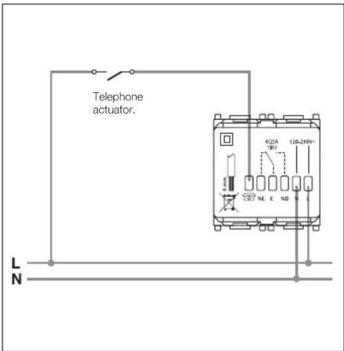 Telephone actuator. 622A 18U 120-230V~ 4 mm NC C ND N C L N
