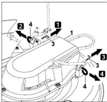 STIHL RT 4082 - Desengatar o mecanismo de corte traseiro - 1