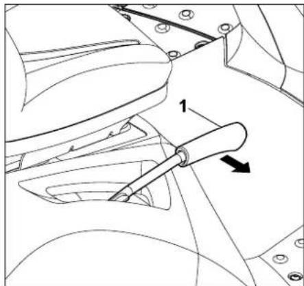 STIHL RT 4082 - Locking the cutting height adjustment lever - 1