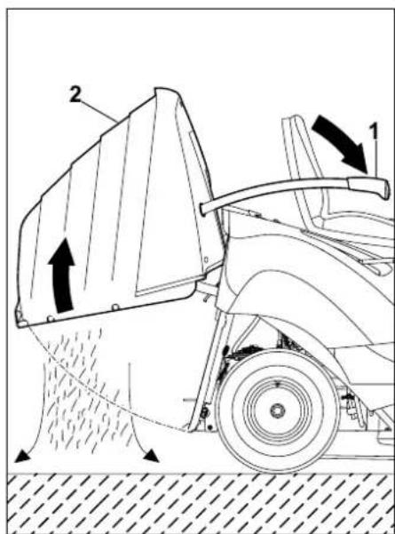 STIHL RT 4082 - Levier de vidage du bac de ramassage - 3